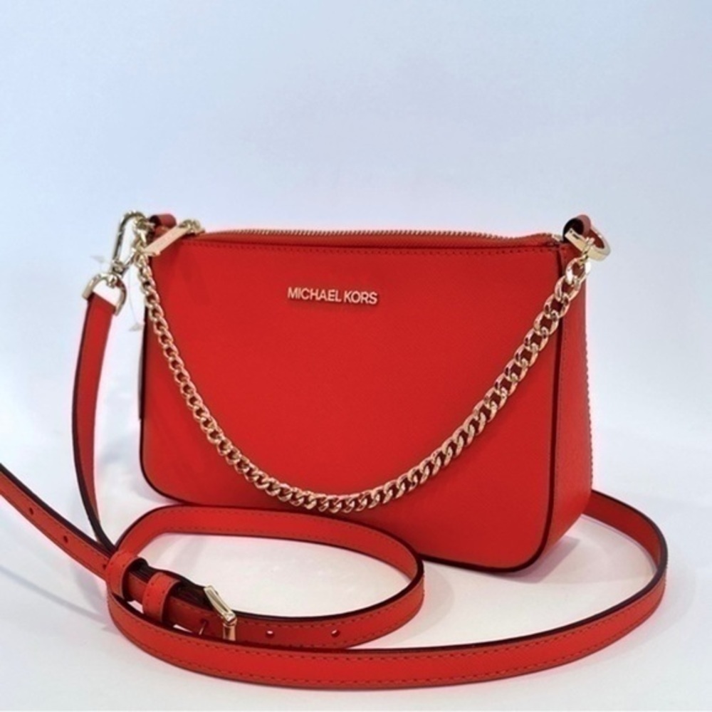 New Michael Kors Medium Zip Pouchette Crossbody Bag in Mandarin - Picture 2 of 15